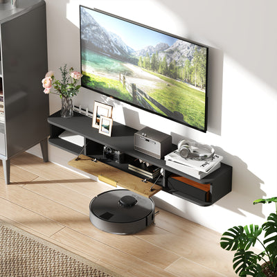 HOMCOM 120 cm Floating TV Stand with Storage - Charcoal Grey 