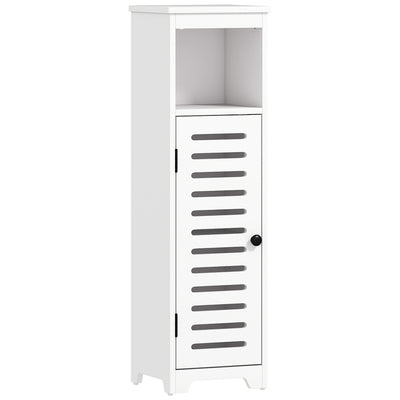 HOMCOM Bathroom Floor Cabinet, Bathroom Storage Unit with Louvered Door, Open Shelf, Adjustable Shelf, White, 22 x 20 x 75 cm 