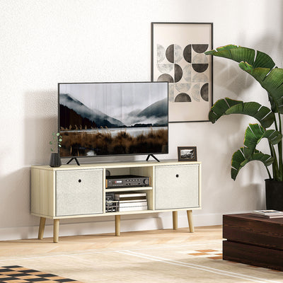 HOMCOM TV Cabinet Stand Unit for TVs up to 50'' with Foldable Drawers, Entertainment Centre for Living Room Natural 