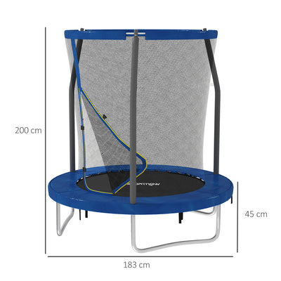 SPORTNOW 6ft Trampoline with Safety Enclosure Net, Steel Frame Outdoor Trampoline, with Edge, Safety Cover 
