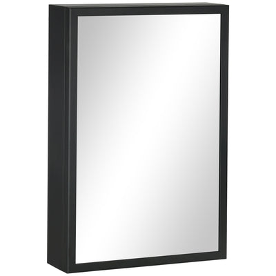 kleankin Bathroom Cabinet with Mirror, Wall Mounted Bathroom Mirror Cabinet with Storage Shelves, 40 x 12 x 60 cm, Black 