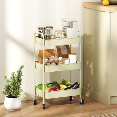 HOMCOM Three-Tier Steel Storage Trolley - Green 