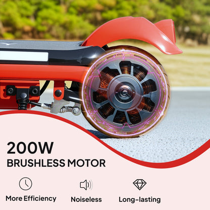 AIYAPLAY Electric Scooter for Kids Ages 6-14, with Dual Brakes, Flash Wheel and Colourful Light, Kids Electric Scooter E Scooter, Up to 12 KM/H & 10 KM, Red 