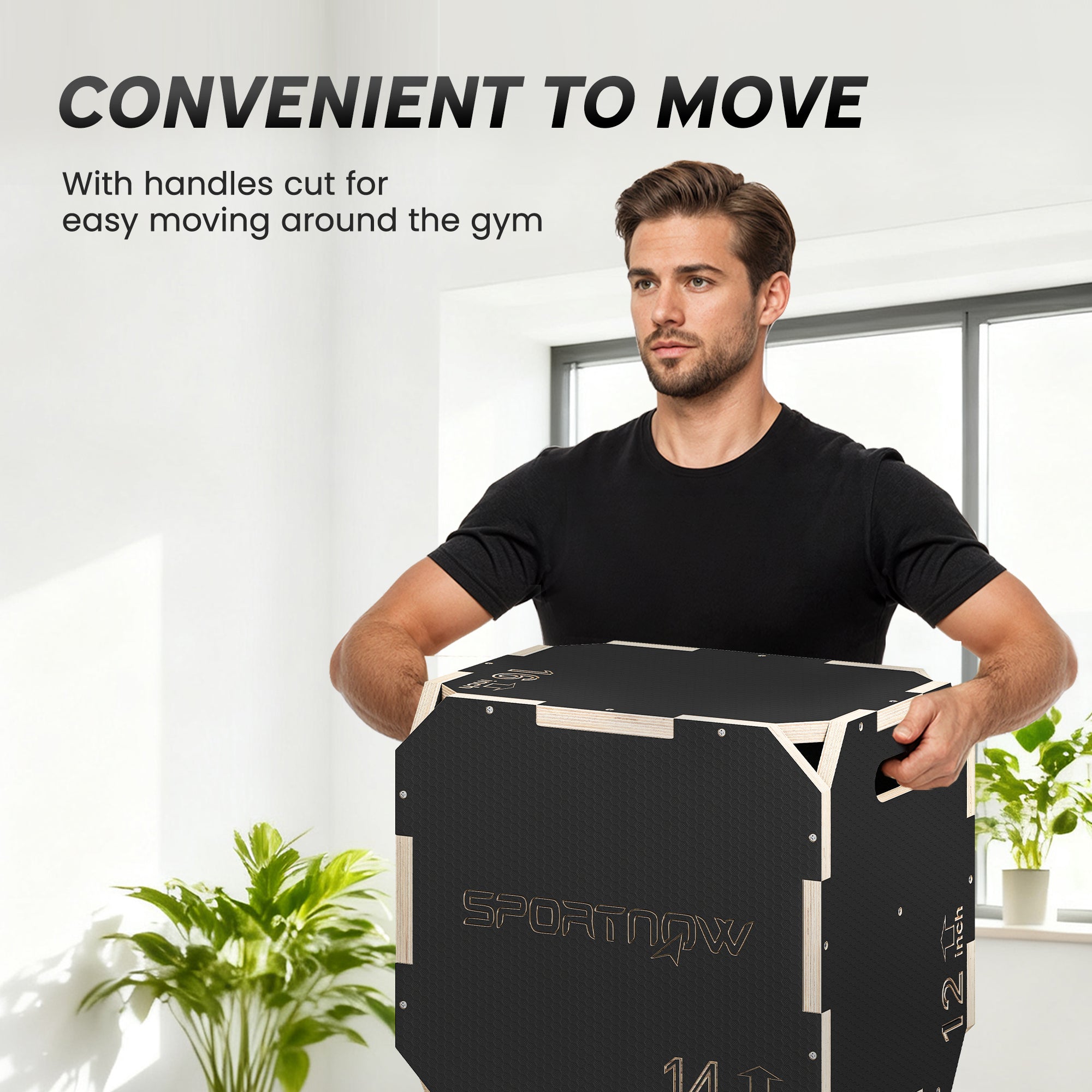 SPORTNOW Non-Slip Plyo Box, Corner-free Wooden Jump Box, 31 x 36 x 41 cm 