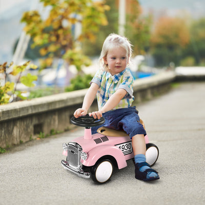 AIYAPLAY Foot to Floor Slider for Toddlers with Under-Seat Storage, Ride on Sliding Car with Horn, for Ages 12-36 Months - Pink 