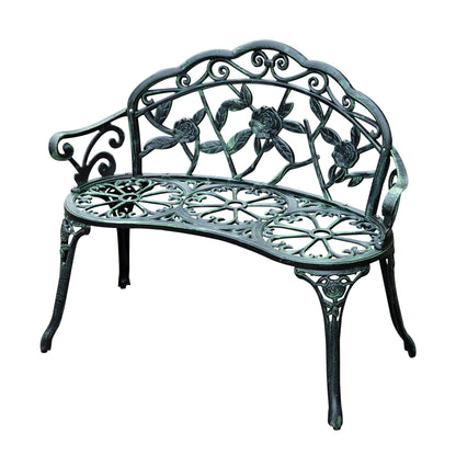 Outsunny Cast Aluminum Garden Bench-Antique Green 