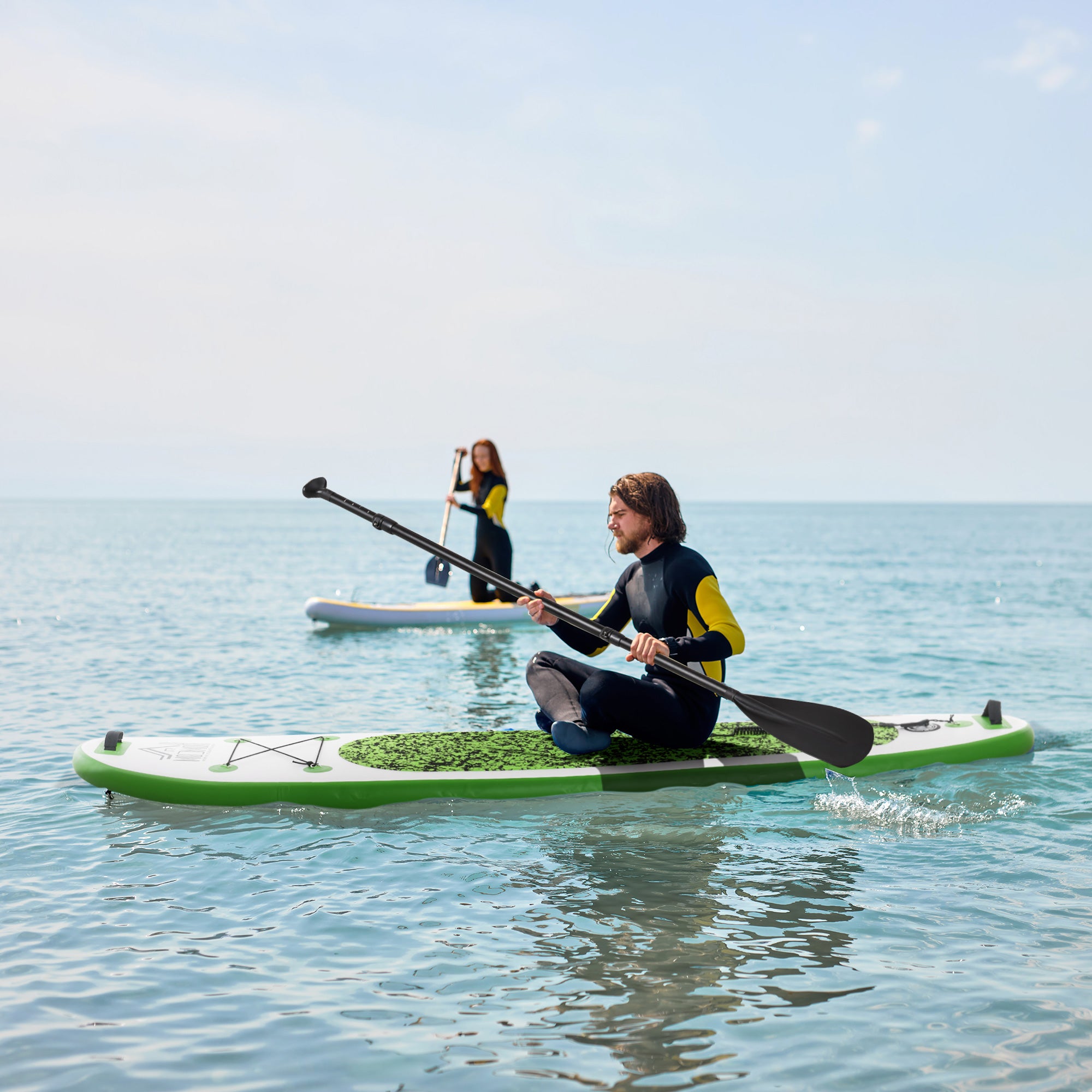 HOMCOM Inflatable Stand Up Paddle Board, 10' x 30" x 4", Non-Slip SUP, with ISUP Accessories, Hand Pump, 3 Fins, Adj Paddle for Youth Adult Beginners/Experts 