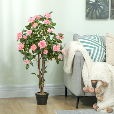 HOMCOM Set of Two Faux Rose Plants, with Pots 