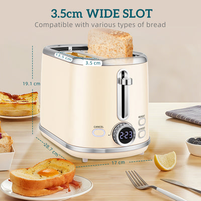 HOMCOM Polished Retro 40-100°C Kettle and Toaster Set - Cream 