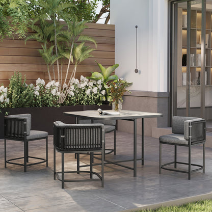 Outsunny 4-Seater Rattan Cube Garden Furniture Set with Cushions - Charcoal Grey 
