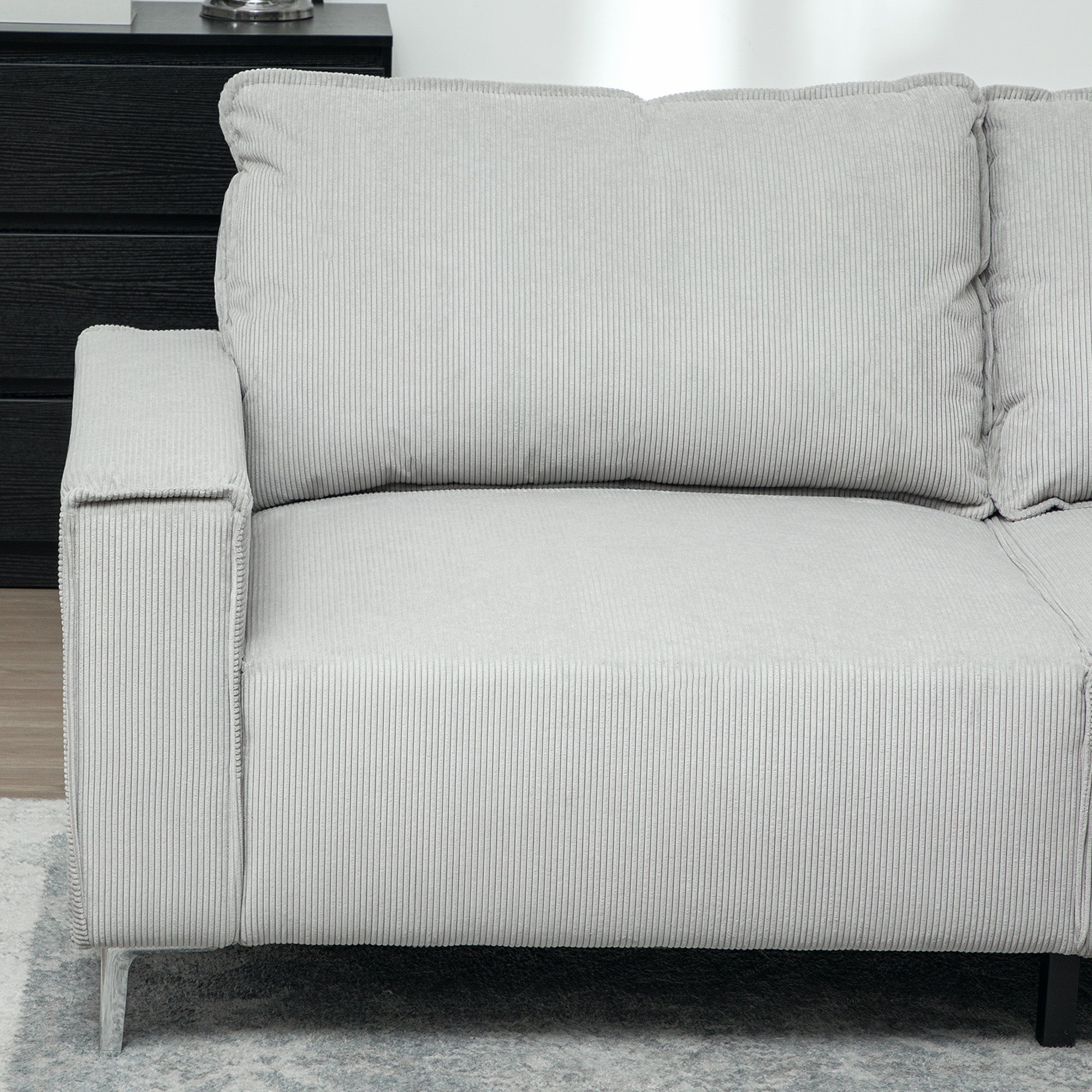 HOMCOM Three-Seater Corduroy - Light Grey 