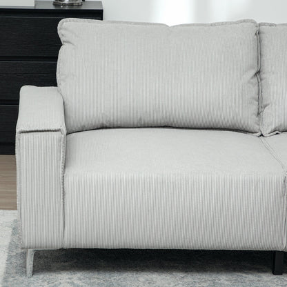 HOMCOM Three-Seater Corduroy - Light Grey 
