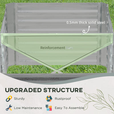Outsunny Raised Beds for Garden, Galvanised Steel Outdoor Planters with Multi-reinforced Rods, 180 x 90 x 59 cm, Light Grey 
