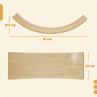 AIYAPLAY Wooden Balance Board for Kids, Wobble Board with Silent Felt for Sensory Play, Orange 