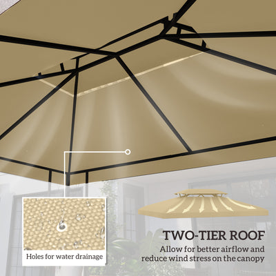 Outsunny Gazebo Roof Replacement, for 3 x 4m Frames - Cream 