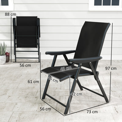 Outsunny Set of Two Folding Outdoor Chairs - Black 
