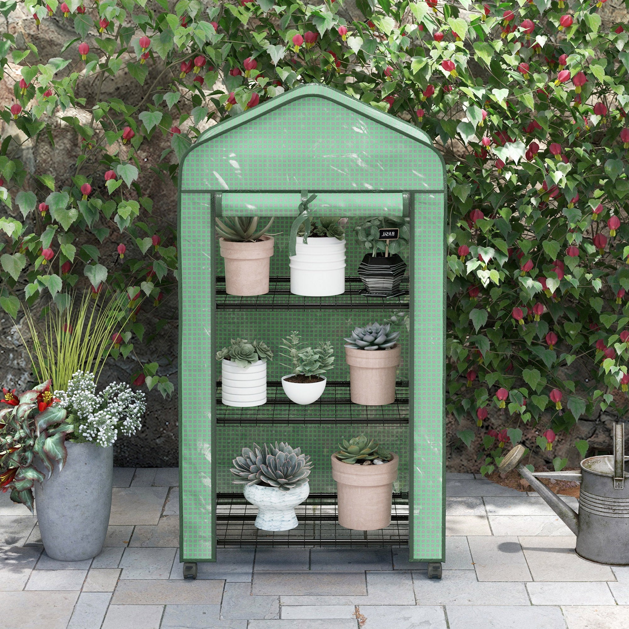 Outsunny Three-Tier Mini Greenhouse - Green 