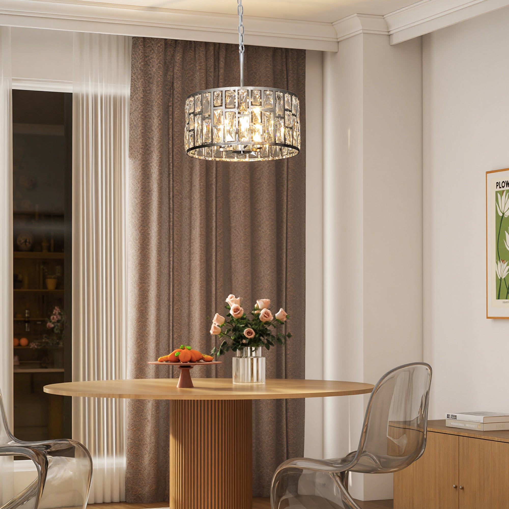 HOMCOM 72 Glass Crystallite Chandelier - Silver-Tone 