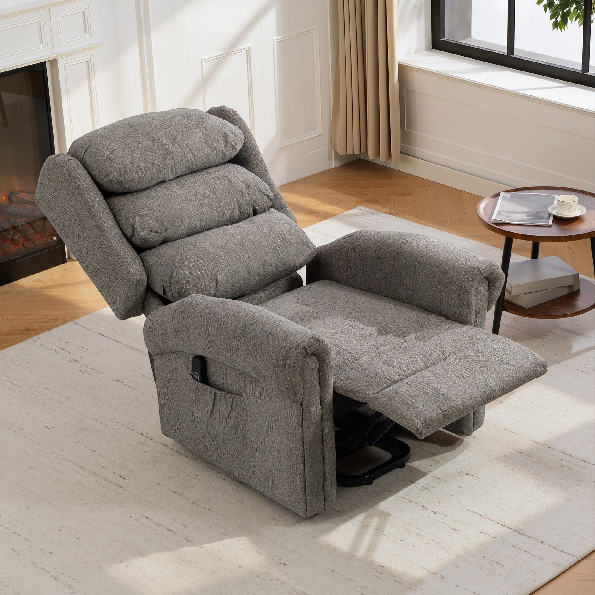 HOMCOM Velvet-Feel Electric Riser Recliner Chair, Power Lift Recliner Chair for Elderly with Remote Control, Dark Grey 