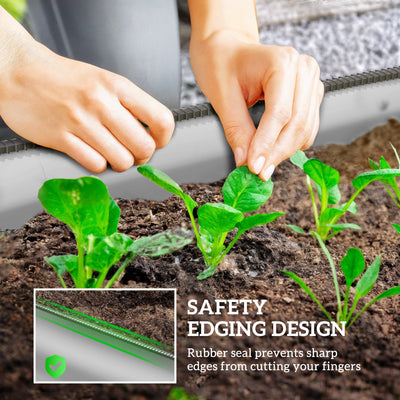 Outsunny Galvanised Raised Garden Bed, Metal Planter Box with Safety Edging, for Flowers, Herbs, Succulents, Silver 