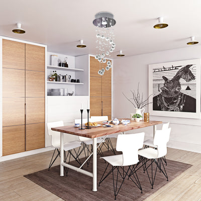 HOMCOM Metal Crystal Ceiling Light Chandelier Elegant Pendant Lamp Living Room Stairway Stairway Spiral Rain Drop Pendant Lamp Silver 