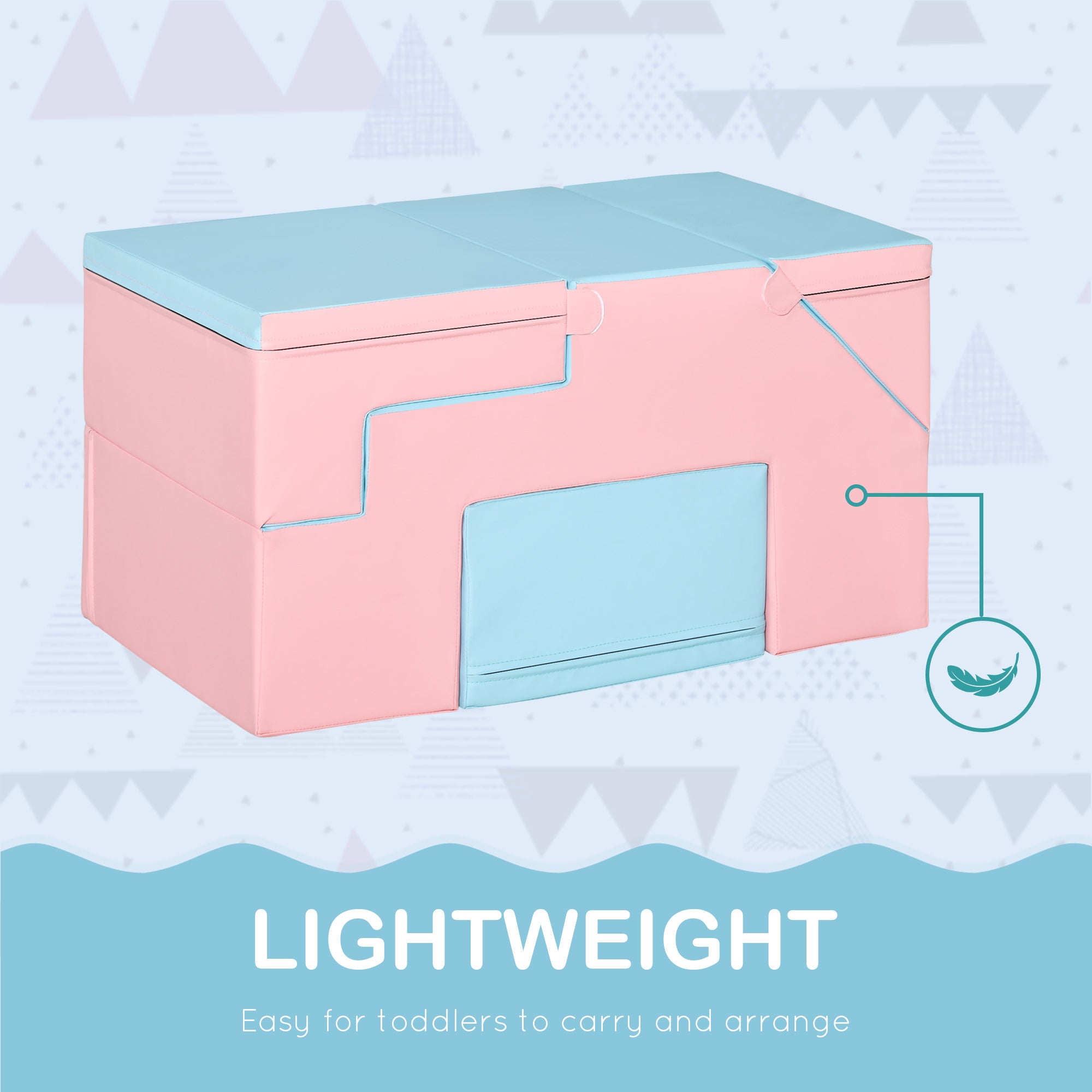 HOMCOM 2-piece Soft Play Set, Baby Foam Climber Block for Toddler 1-3 Years, Pink Blue 