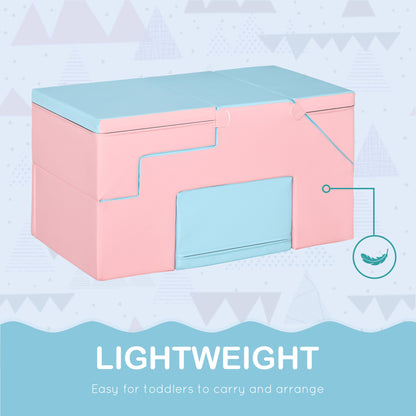 HOMCOM 2-piece Soft Play Set, Baby Foam Climber Block for Toddler 1-3 Years, Pink Blue 