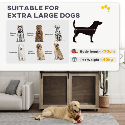 PawHut Dog Crate Furniture with Sliding Door for Extra Large Dogs, 118 x 75.5 x 82cm, Walnut Brown 