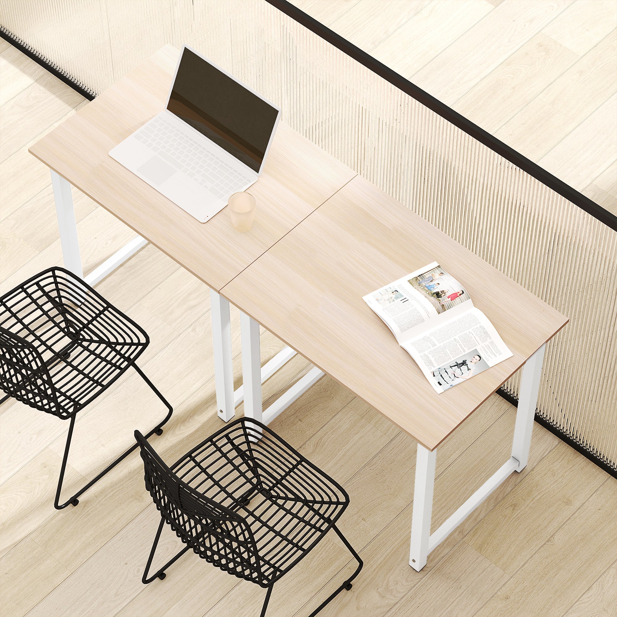 HOMCOM Computer Desk, Writing Table, 80 x 60 x 76cm Workstation for Home Office, Study with Metal Frame, Simple Assembly, White 