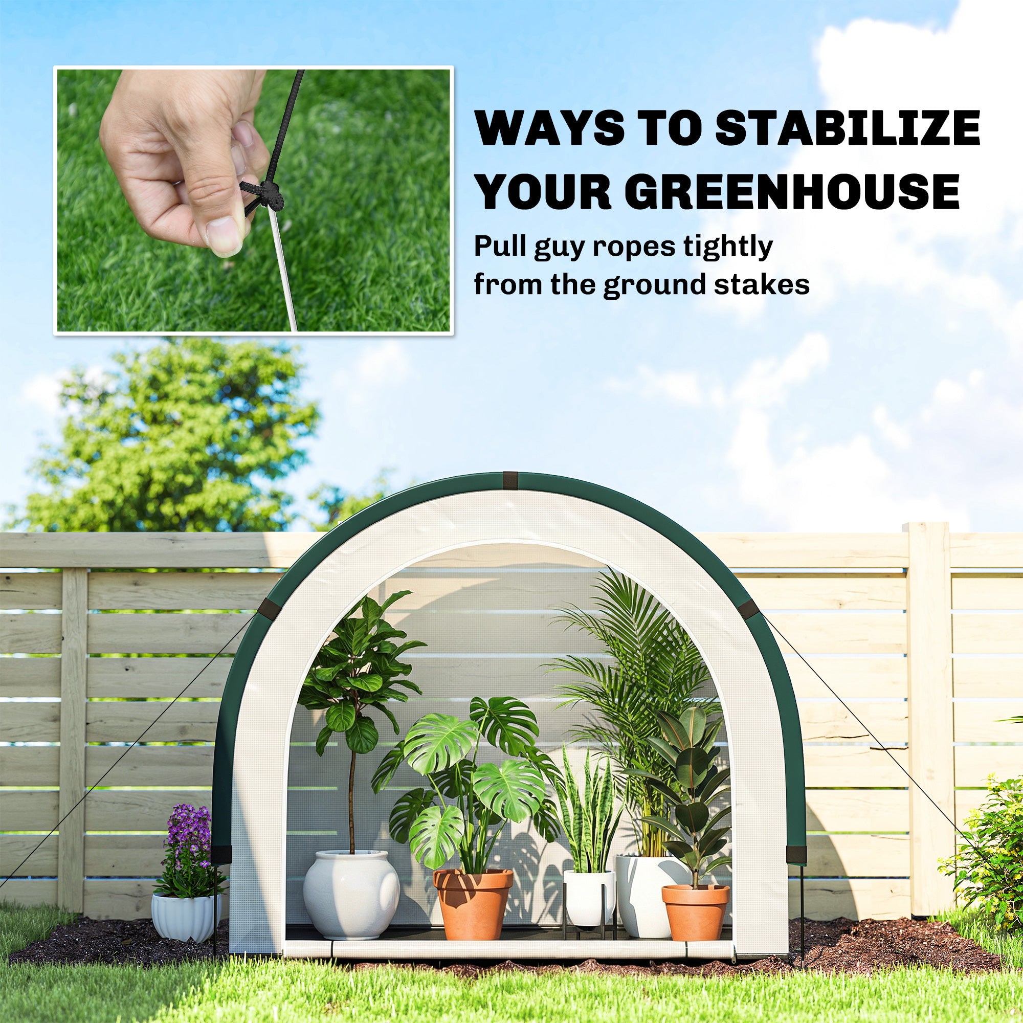 Outsunny Foldable Small Greenhouse, Portable Green House Mini Greenhouse with Zipper Door, PE Base, 200 x 80 x 164 cm, Green 