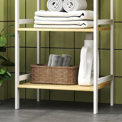 HOMCOM Three-Tier Bamboo Adjustable Shelf Storage Unit 