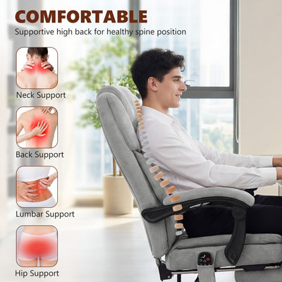 HOMCOM Office Chair with 6-Point Vibration Massage and Heat, Executive Computer Desk Chair with High Back, Reclining, Grey 