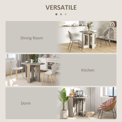 HOMCOM Space-saving Drop Leaf Table, Folding Dining Table for Small Space, Kitchen, Dining Room, Grey 