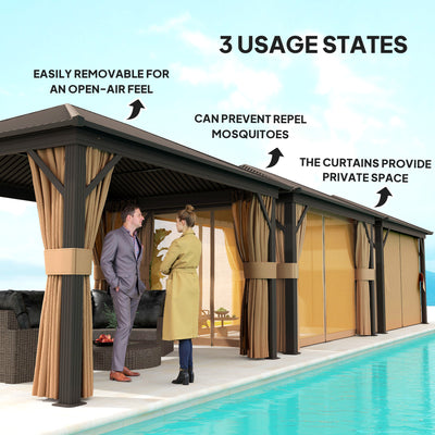 Outsunny 3.6 x 3(m) Aluminium Frame Hardtop Gazebo, with Accessories 