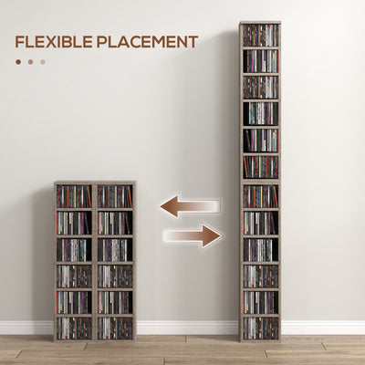 HOMCOM Set of Two 102 CD Storage Units - Dark Wood-Effect 