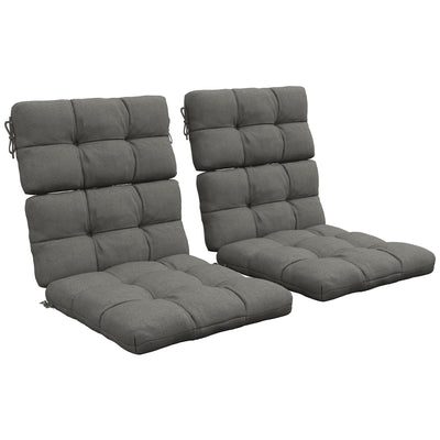 Outsunny 2-Piece Seat Cushion Replacement with Backrest, Garden Patio Chair Cushions Set with Ties, Charcoal Grey 