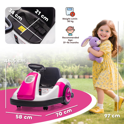 AIYAPLAY Kids Bumper Car with 360-Degree Rotation, 6V Electric Ride On Car with Music and Horn for 3-8 Years Old, Pink 