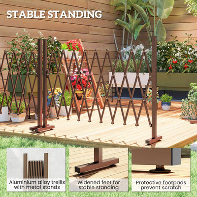 Outsunny Expanding Trellis Fence, Freestanding Movable Fence, Foldable Garden Screen Panel, 250 x 103.5 cm, Dark Brown 