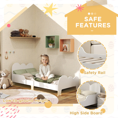 AIYAPLAY Cloud-Themed Toddler Bed Frame with Safety Rails, 143.5 x 74.5 x 56cm 