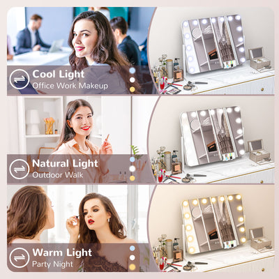 HOMCOM 14 LED bulb Tabletop Makeup Mirror, with Adjustable Settings 