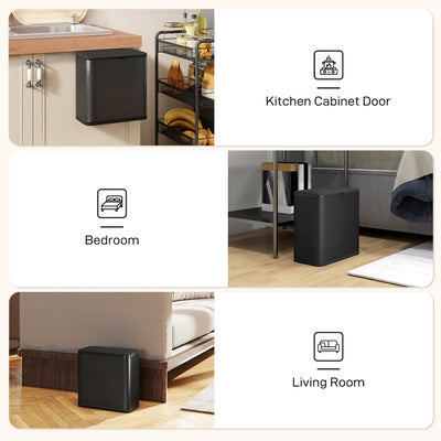 HOMCOM 8L Hanging Kitchen Bin, Rubbish bin with Lid and Removable Inner Bucket for Kitchen Cabinet Door, Under Sink, Office 