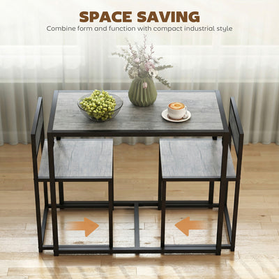 HOMCOM 3 Piece Table Stool Set - Charcoal Grey Wood-Effect 