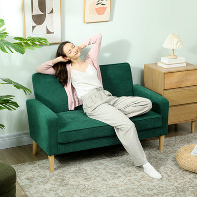 HOMCOM Two-Seater Velvet-Feel Sofa - Green 
