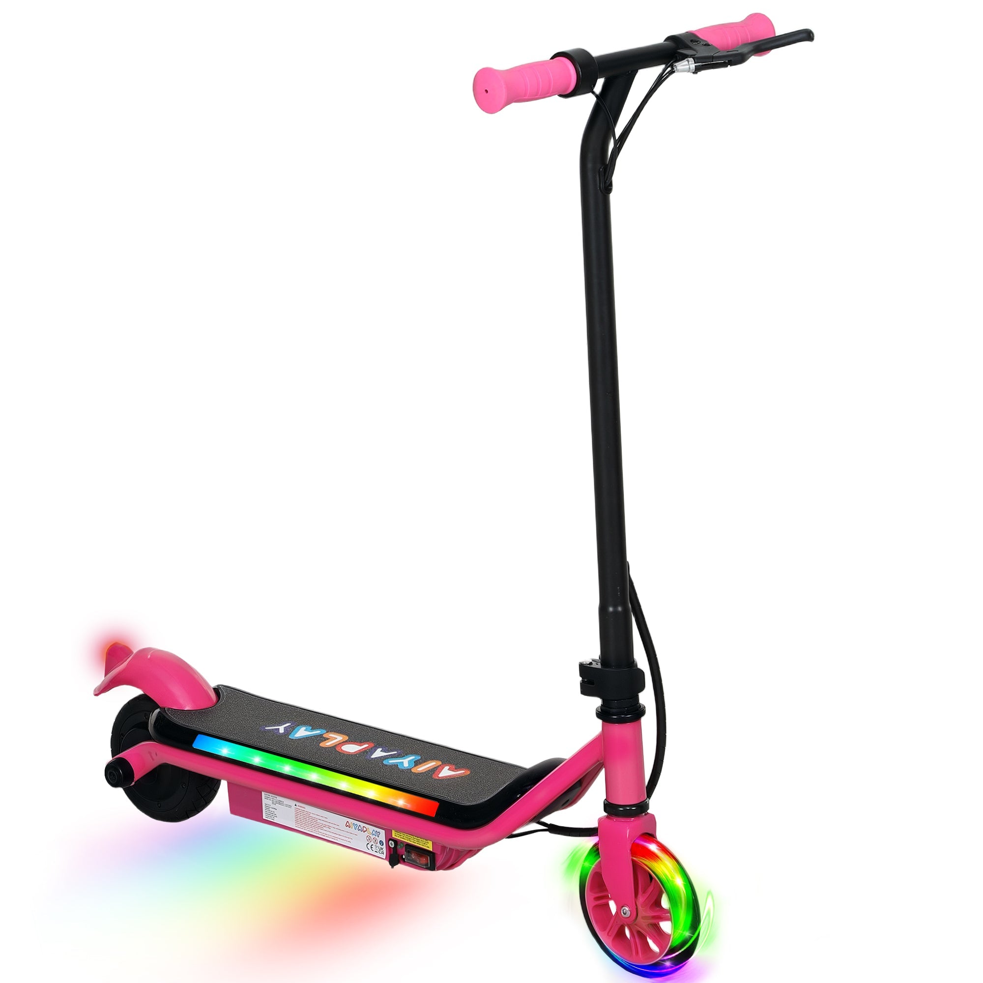 AIYAPLAY Electric Scooter for Kids Ages 6-14, with Dual Brakes, Flash Wheel and Colourful Light, Kids Electric Scooter E Scooter, Up to 12 KM/H & 10 KM, Pink 