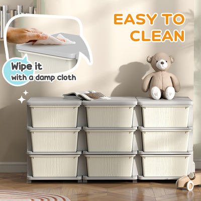 HOMCOM Kids Storage Unit, with Nine Drawers - Cream 