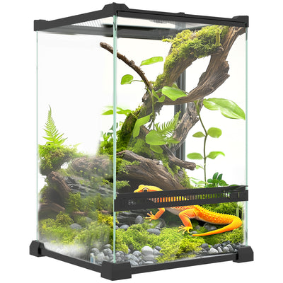PawHut 12L Vivarium for Lizards, Frogs, Snakes, Turtles, Tortoises w/ Anti-Escape Design, Ventilation 