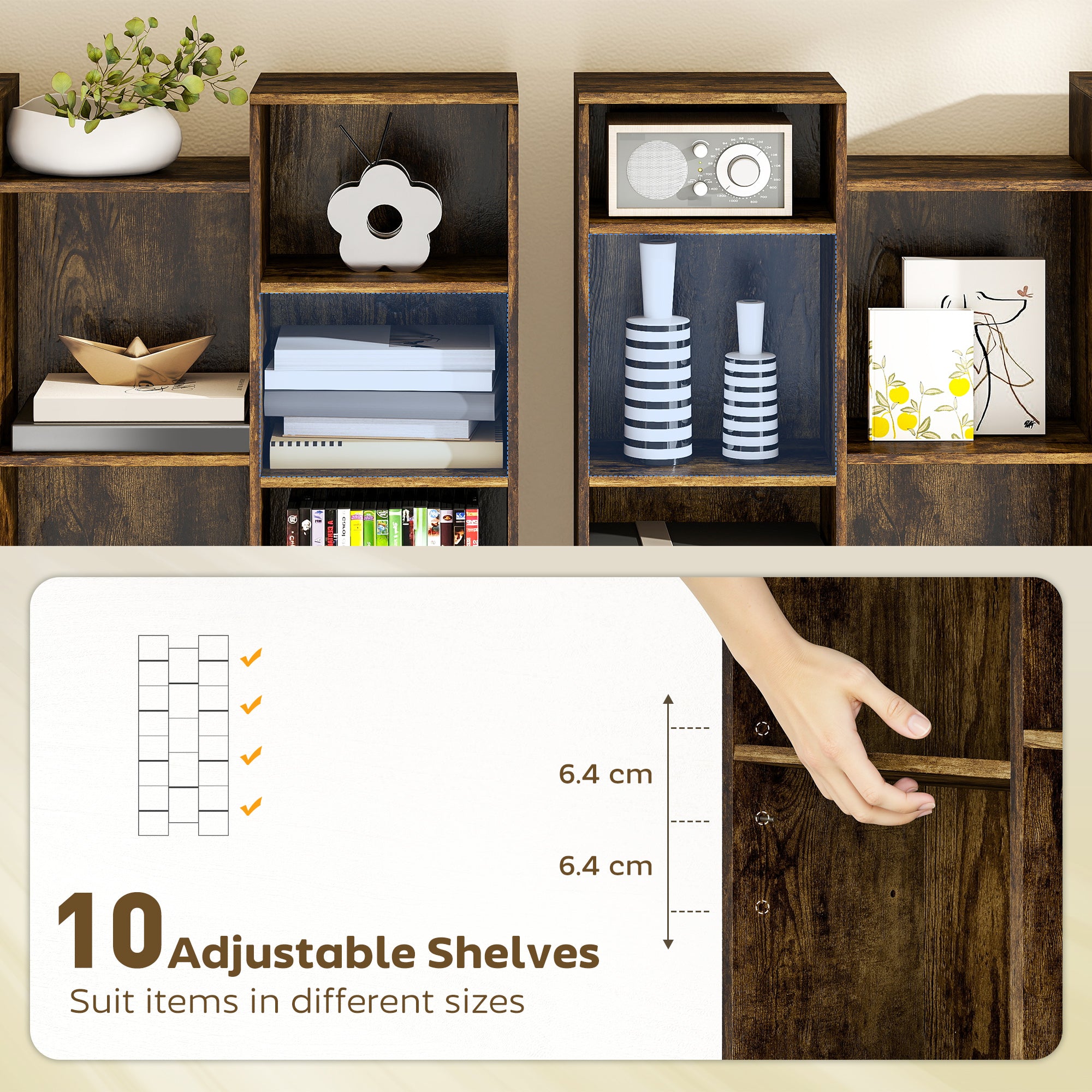 HOMCOM 21-Compartment Bookshelf - Brown 