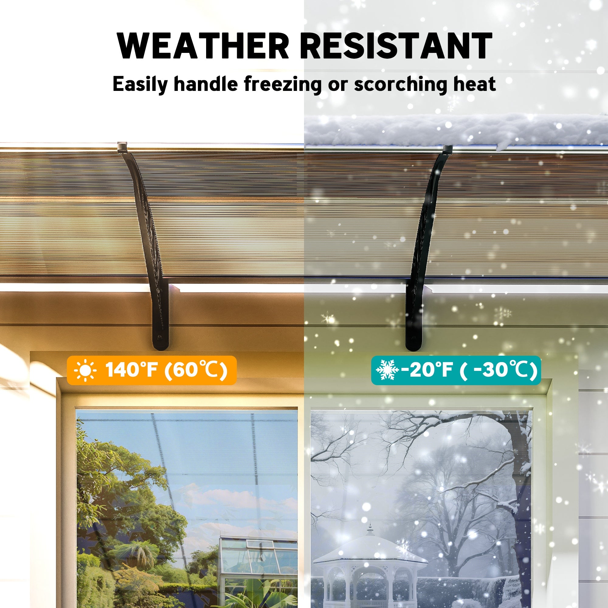 Outsunny Front Door Canopy, Outdoor Awning, Rain Shelter, 303 x 96cm , Brown 