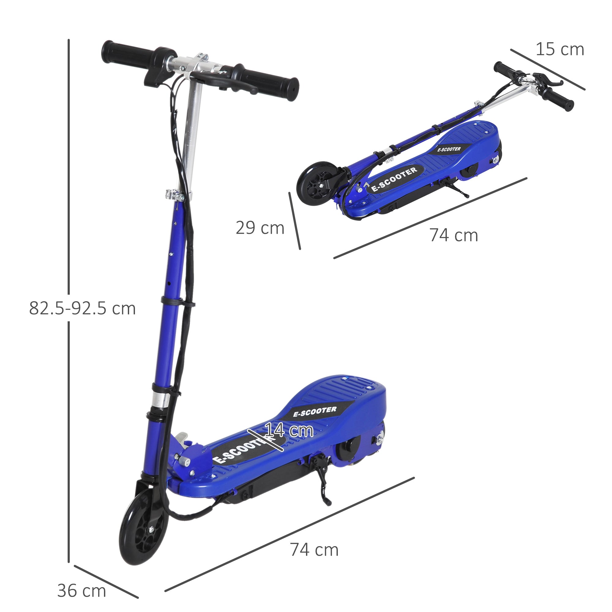 HOMCOM Folding Electric Kids Scooter Ride on Age 7-14, Blue/Black 