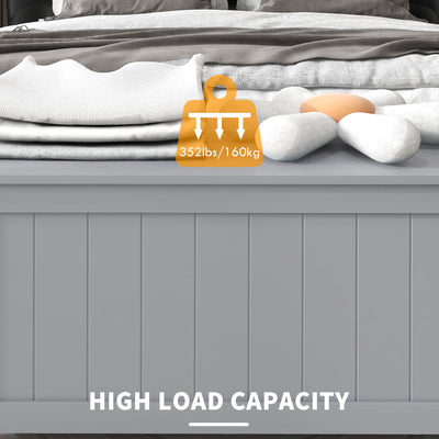 HOMCOM Storage Chest, Modern Storage Trunk with 2 Safety Hinges and Cut-out Handles, Wooden Toy Box for Living Room, Entryway, 76 x 40 x 48 cm, Grey 